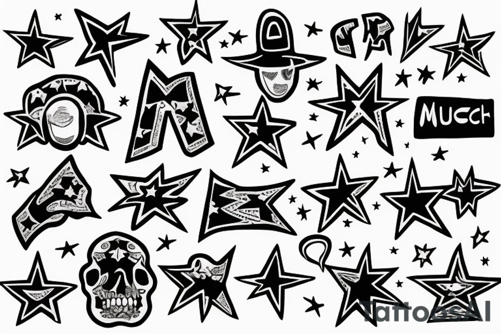 the word "muchachos" written inside a star tattoo idea