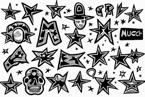 the word "muchachos" written inside a star tattoo idea