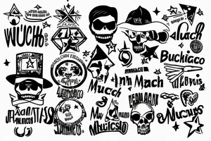 the word "muchachos" written inside a star tattoo idea