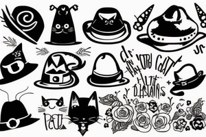 cat with a funny hat tattoo idea