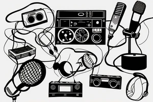boombox and microphone tattoo idea