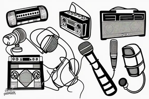 boombox and microphone tattoo idea