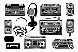 boombox and microphone tattoo idea