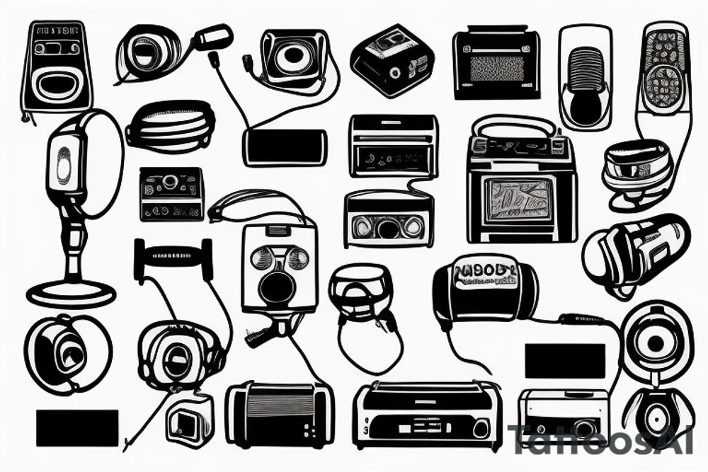 boombox and microphone tattoo idea