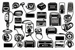 boombox and microphone tattoo idea
