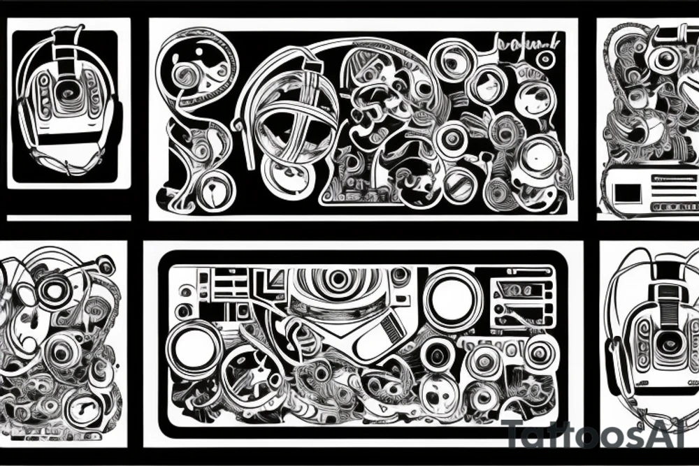 boombox and headphones tattoo idea
