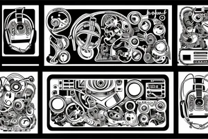 boombox and headphones tattoo idea