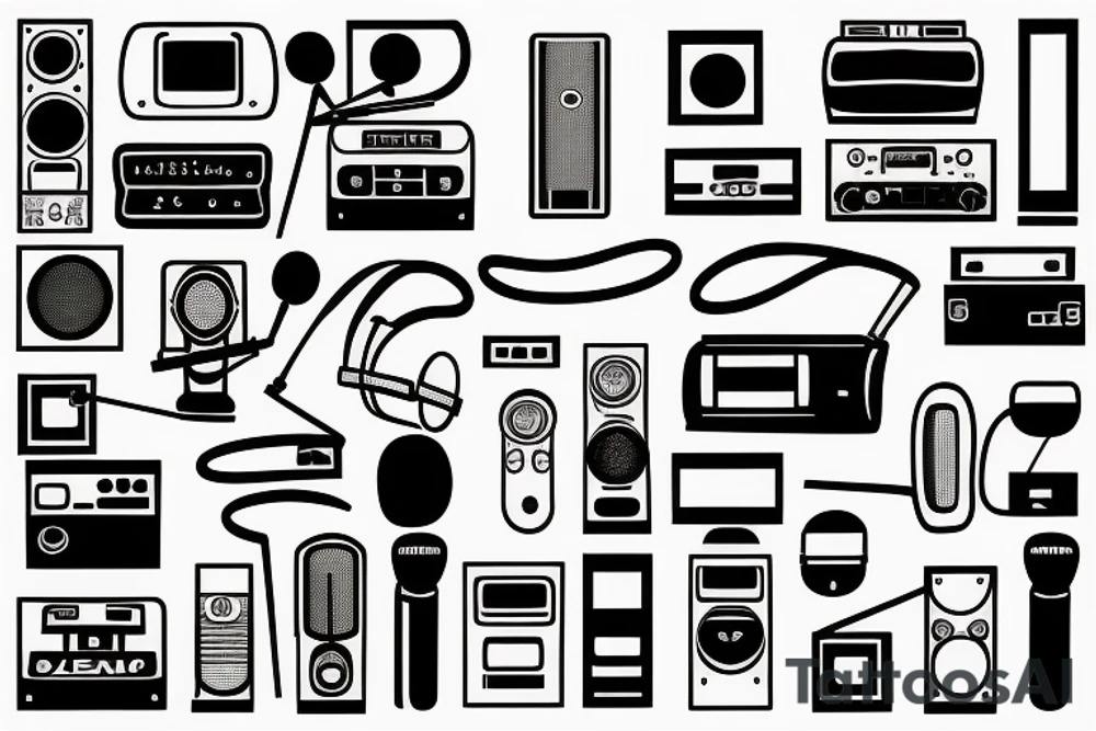 boombox and microphone tattoo idea