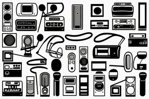 boombox and microphone tattoo idea
