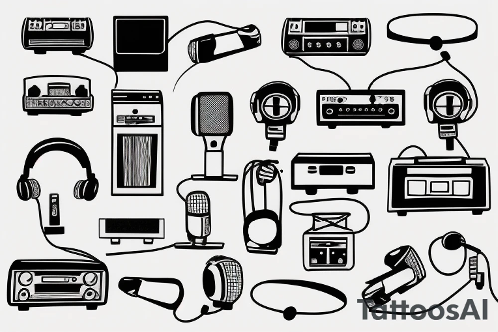 boombox and microphone tattoo idea