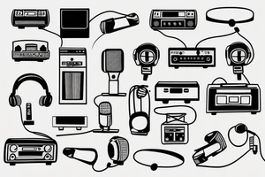 boombox and microphone tattoo idea