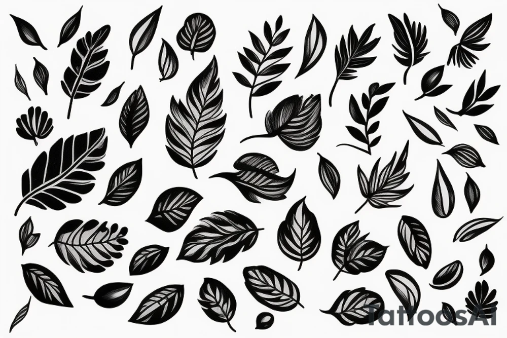 Flower with Some Leaves tattoo idea