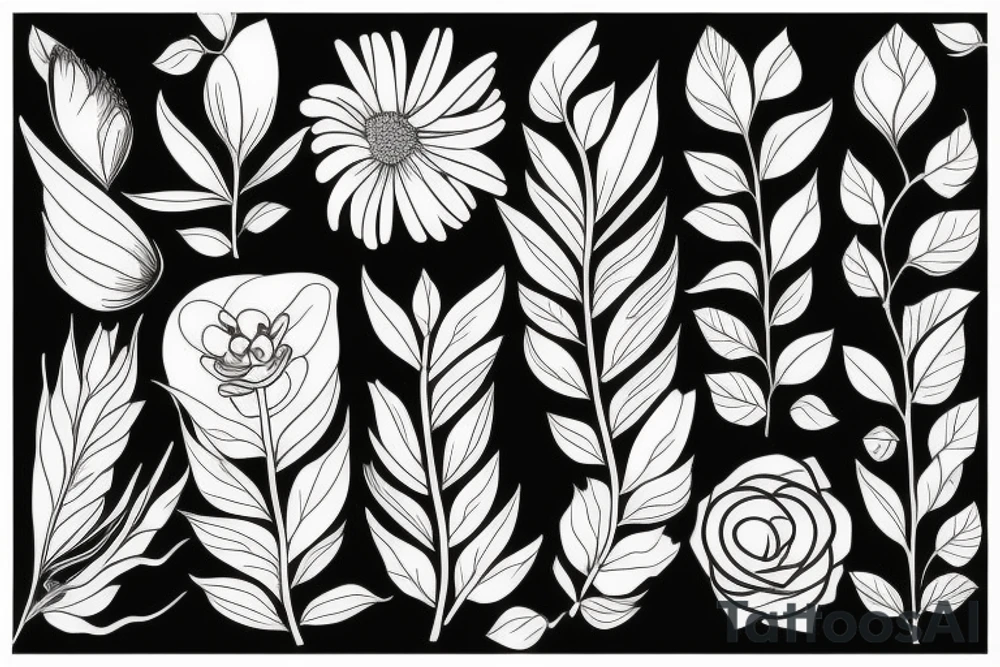 Flower with Some Leaves tattoo idea