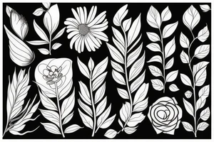 Flower with Some Leaves tattoo idea
