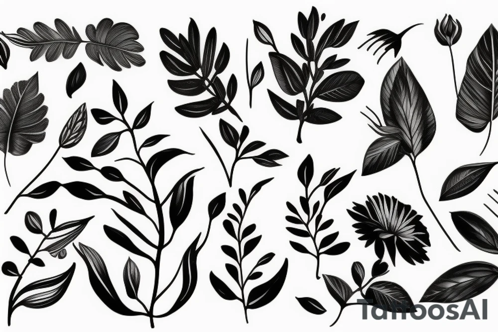 Flower with Some Leaves tattoo idea