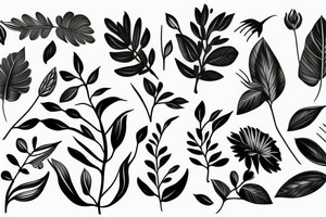 Flower with Some Leaves tattoo idea