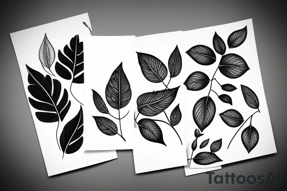 Flower with Some Leaves outlines tattoo idea
