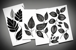Flower with Some Leaves outlines tattoo idea