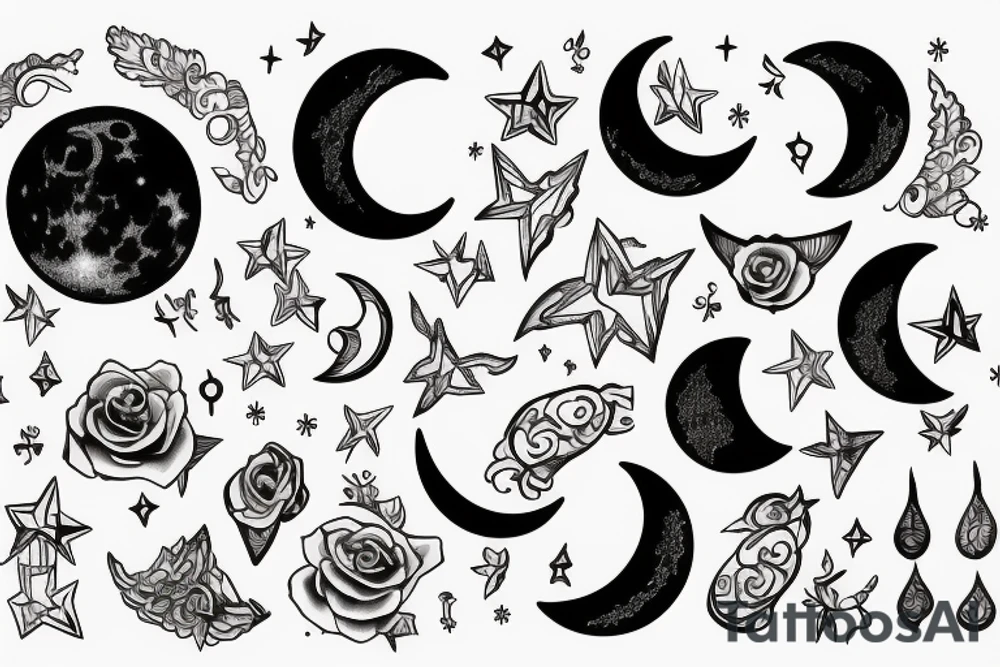 Luna spelled out with moon tattoo idea