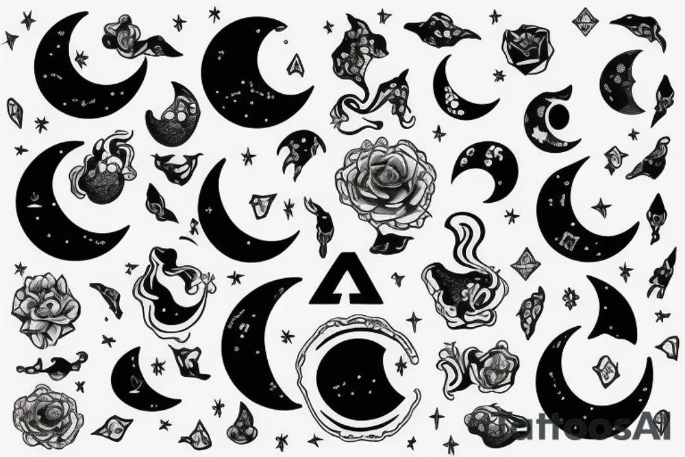Luna spelled out with moon tattoo idea