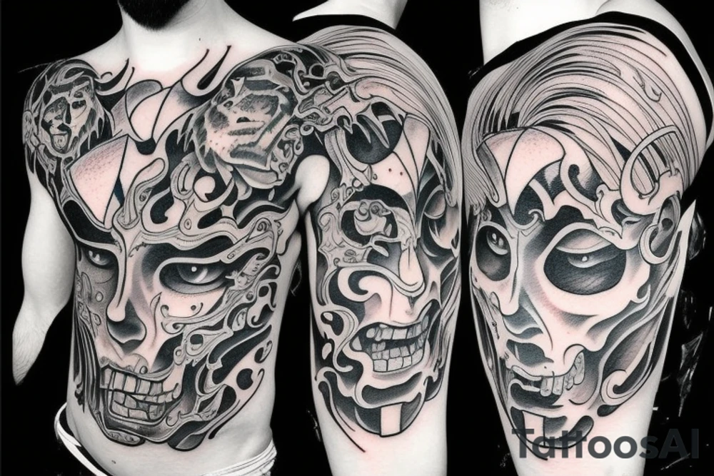 Demon faces tattoo idea
