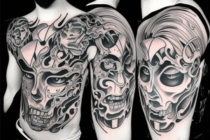 Demon  faces tattoo idea