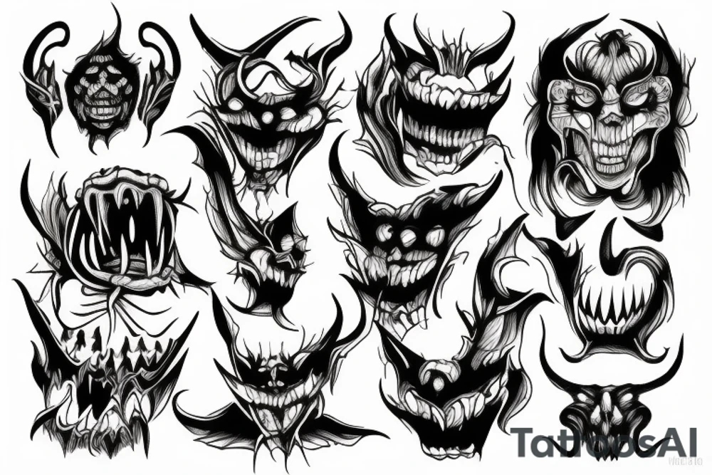 Demon  faces tattoo idea