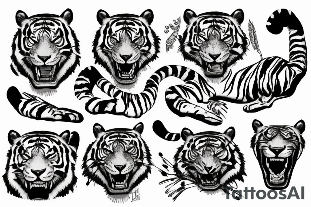 Tiger on rock tattoo idea