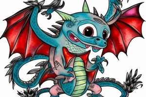 stitch in a dragon costume tattoo idea