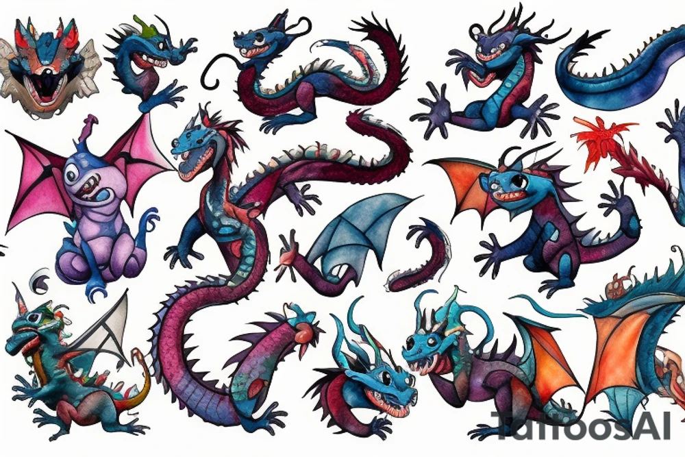 stitch in a dragon costume tattoo idea