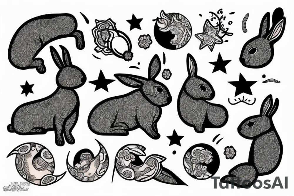 rabbit in the moon tattoo idea