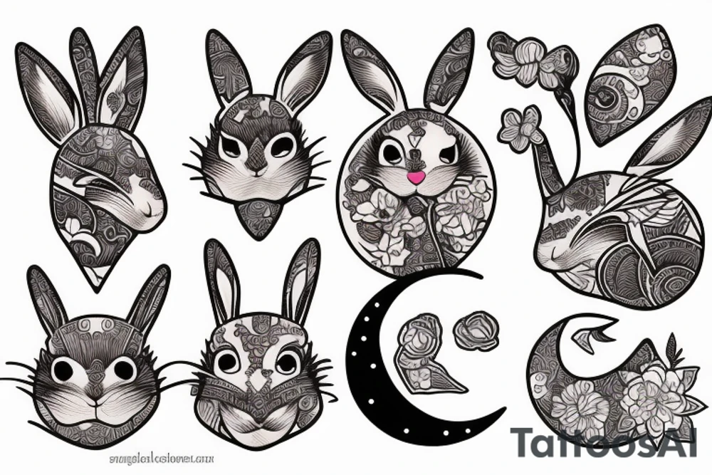 rabbit in the moon tattoo idea