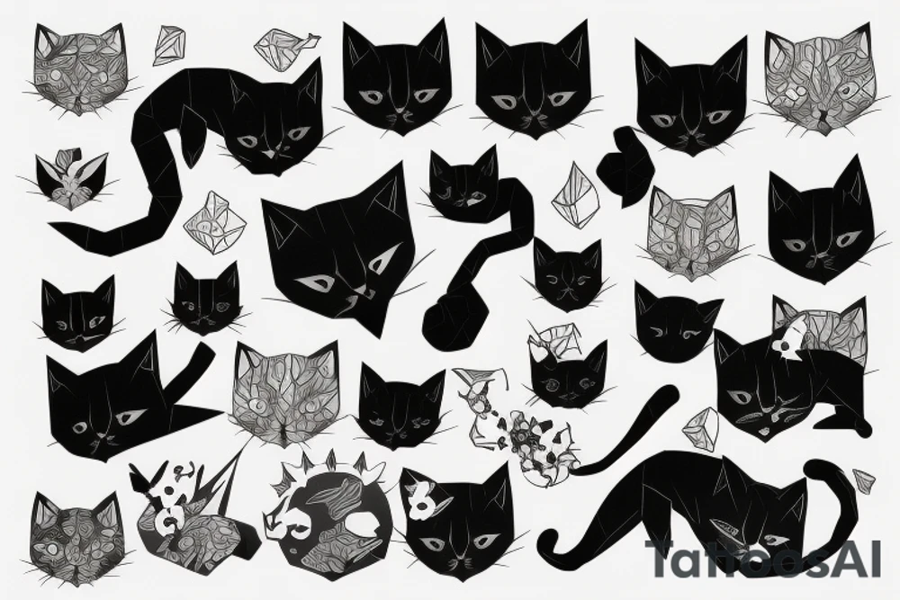 black cat origami tattoo idea