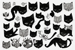 black cat origami tattoo idea