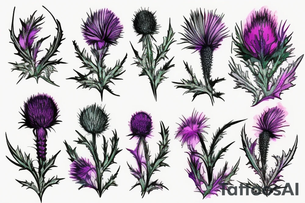 watercolor thistle tattoo idea