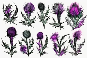 watercolor thistle tattoo idea
