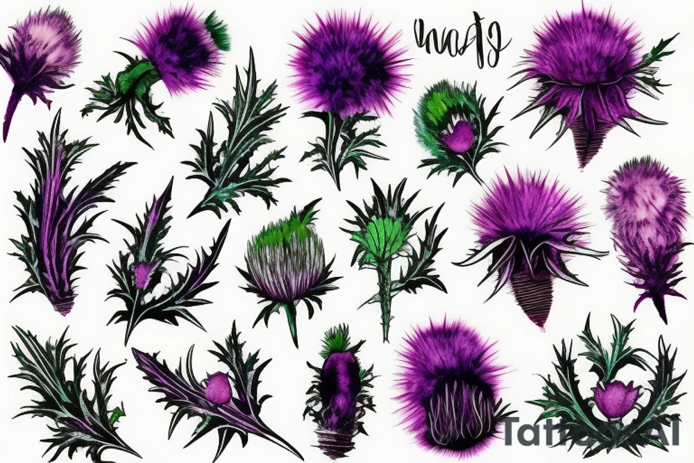 watercolor thistle tattoo idea