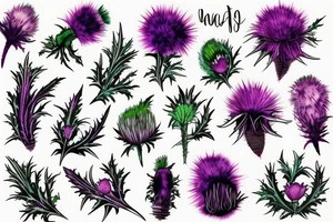watercolor thistle tattoo idea
