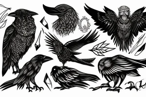 Crow and the wolf tattoo idea