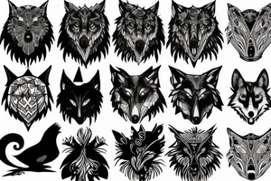 Crow and the wolf tattoo idea