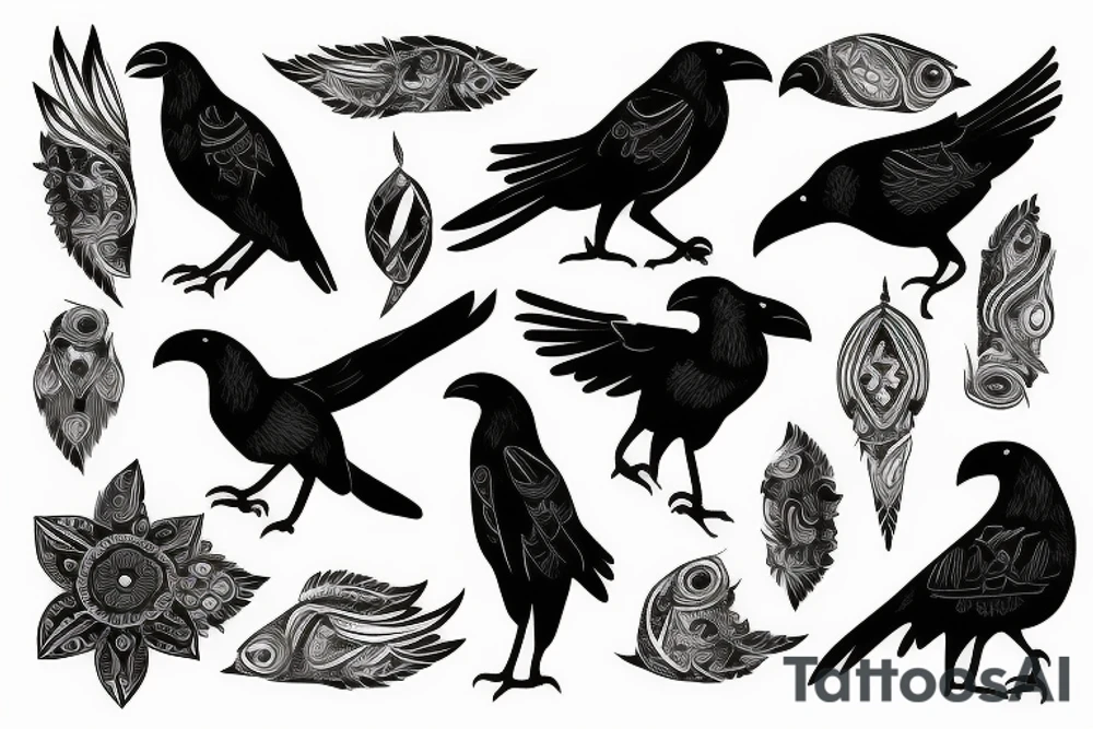 Tribal crow tattoo idea