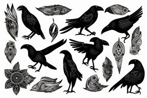 Tribal crow tattoo idea