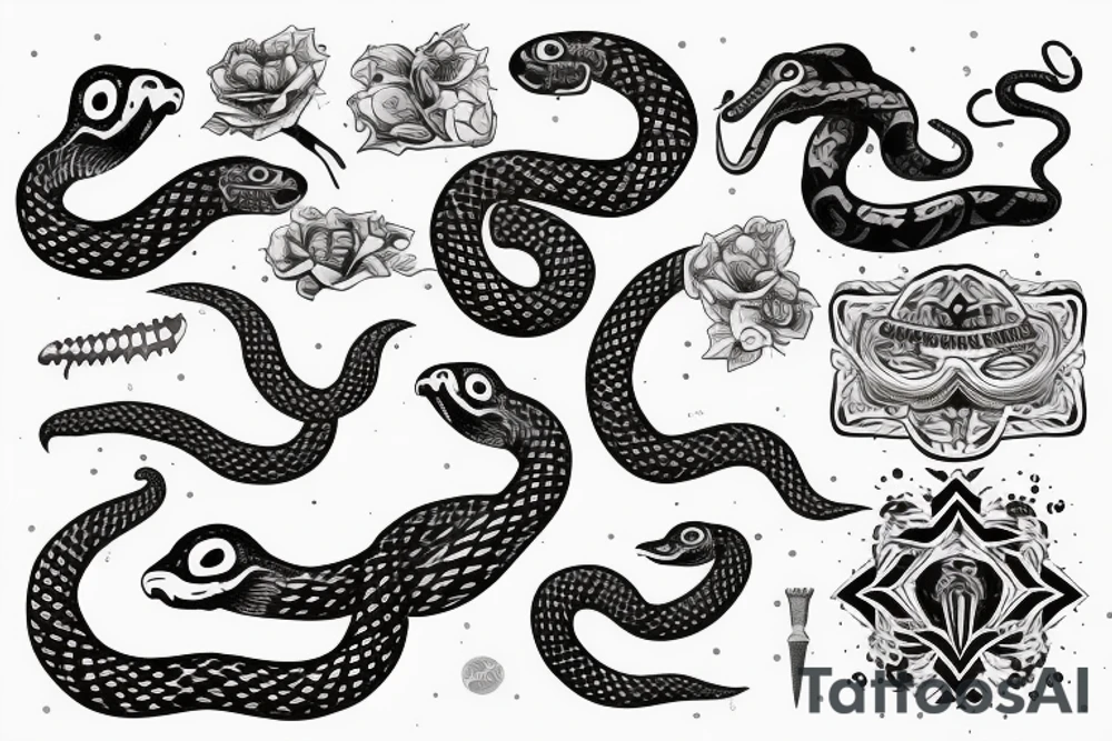 scool with snake tattoo idea