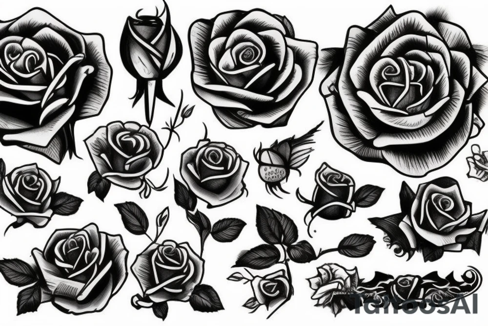 big scool and rose tattoo idea