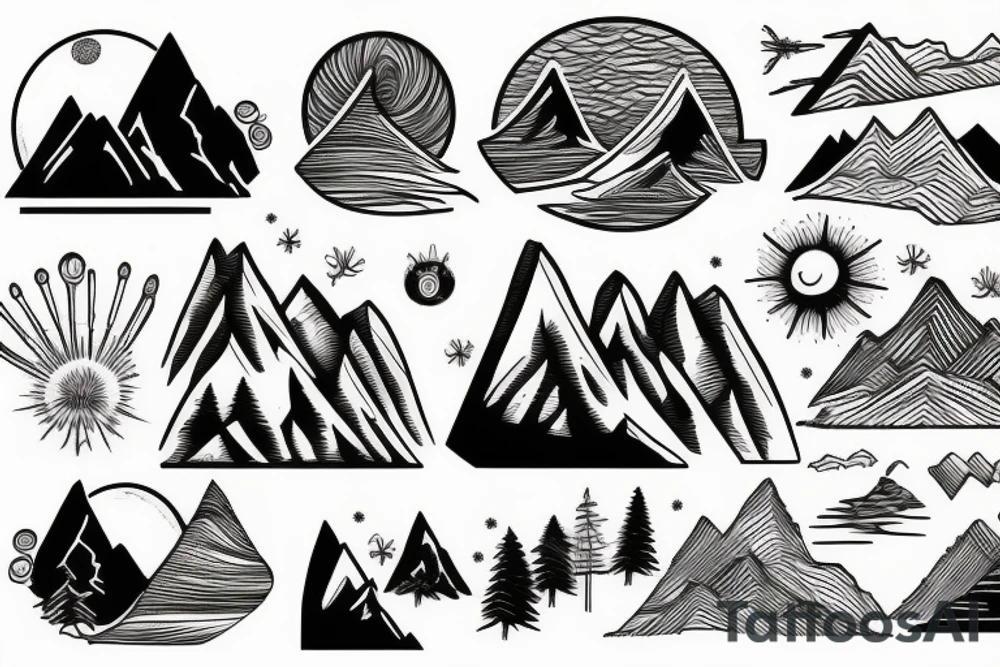 mountains and river tattoo idea
