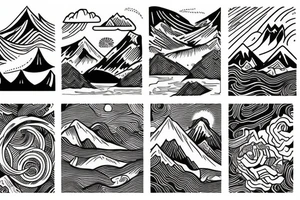 mountains and river tattoo idea