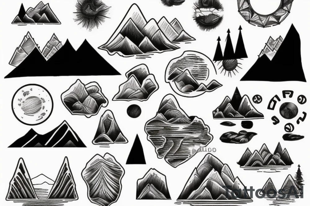 mountains and river tattoo idea
