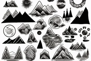 mountains and river tattoo idea