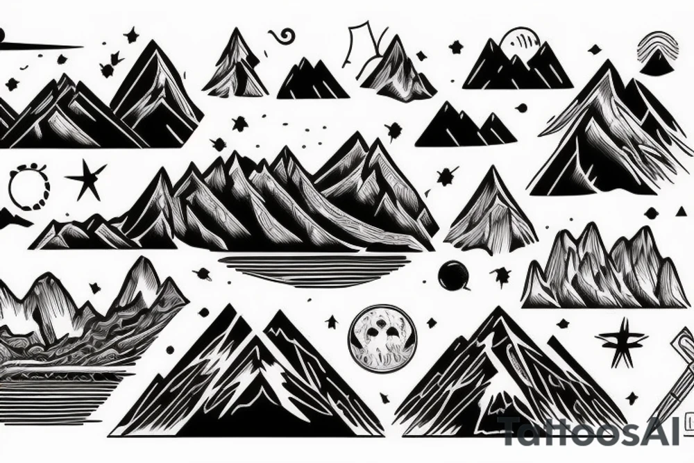 mountains and river tattoo idea