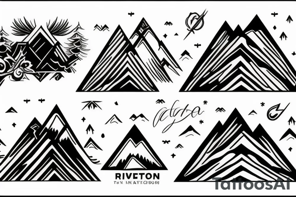 mountains and river tattoo idea
